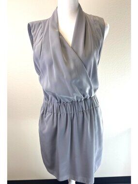 Express Sleeveless Grey Dress With Elastic Waist And Pockets Business Size Small